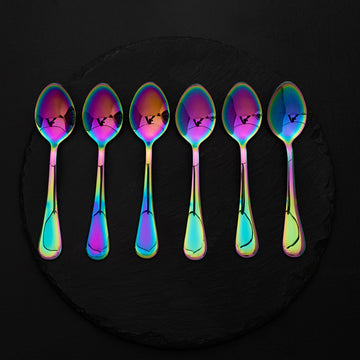 6 Tea Spoon Multi Colored Golden Qareenay Manzil® branded